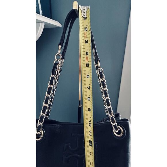 Tory Burch Thea Black Leather Slouchy Bridle Gold Chain Tote Shoulder Bag Purse - Picture 16 of 16